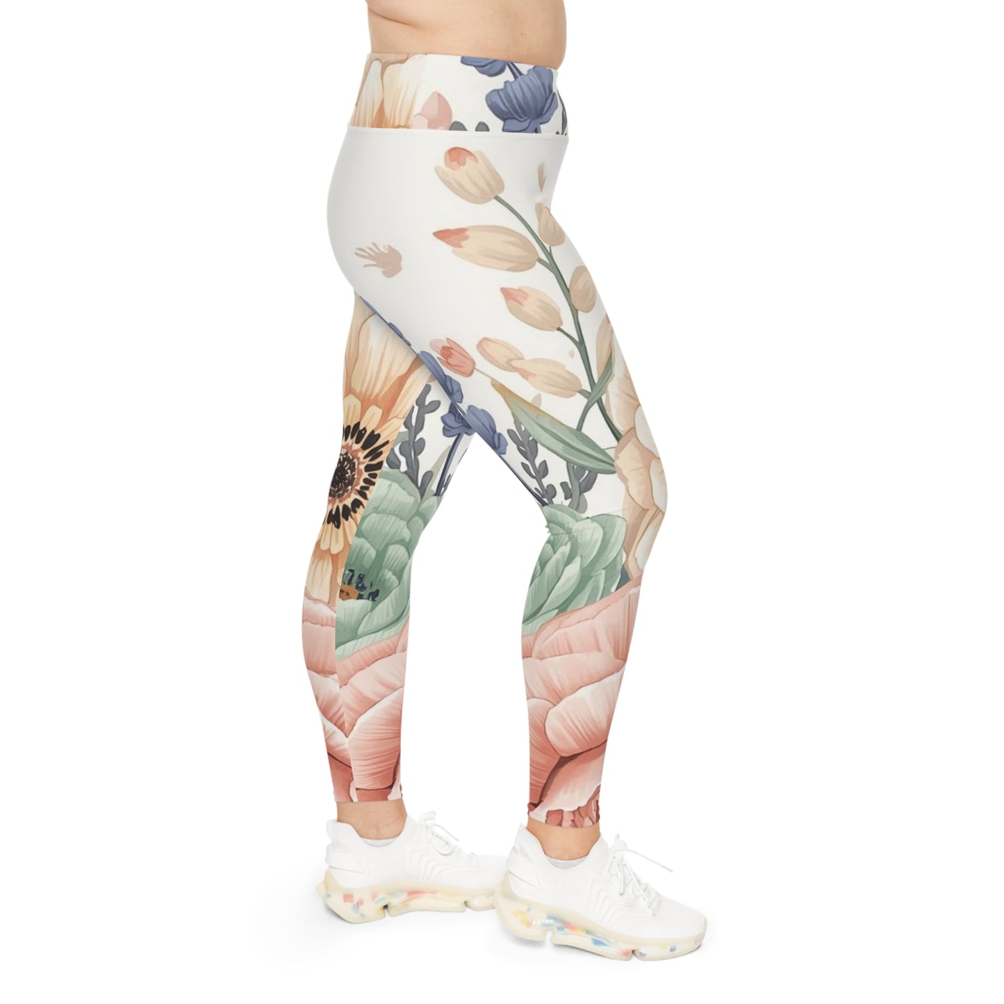 Plus Size Floral Watercolor Leggings