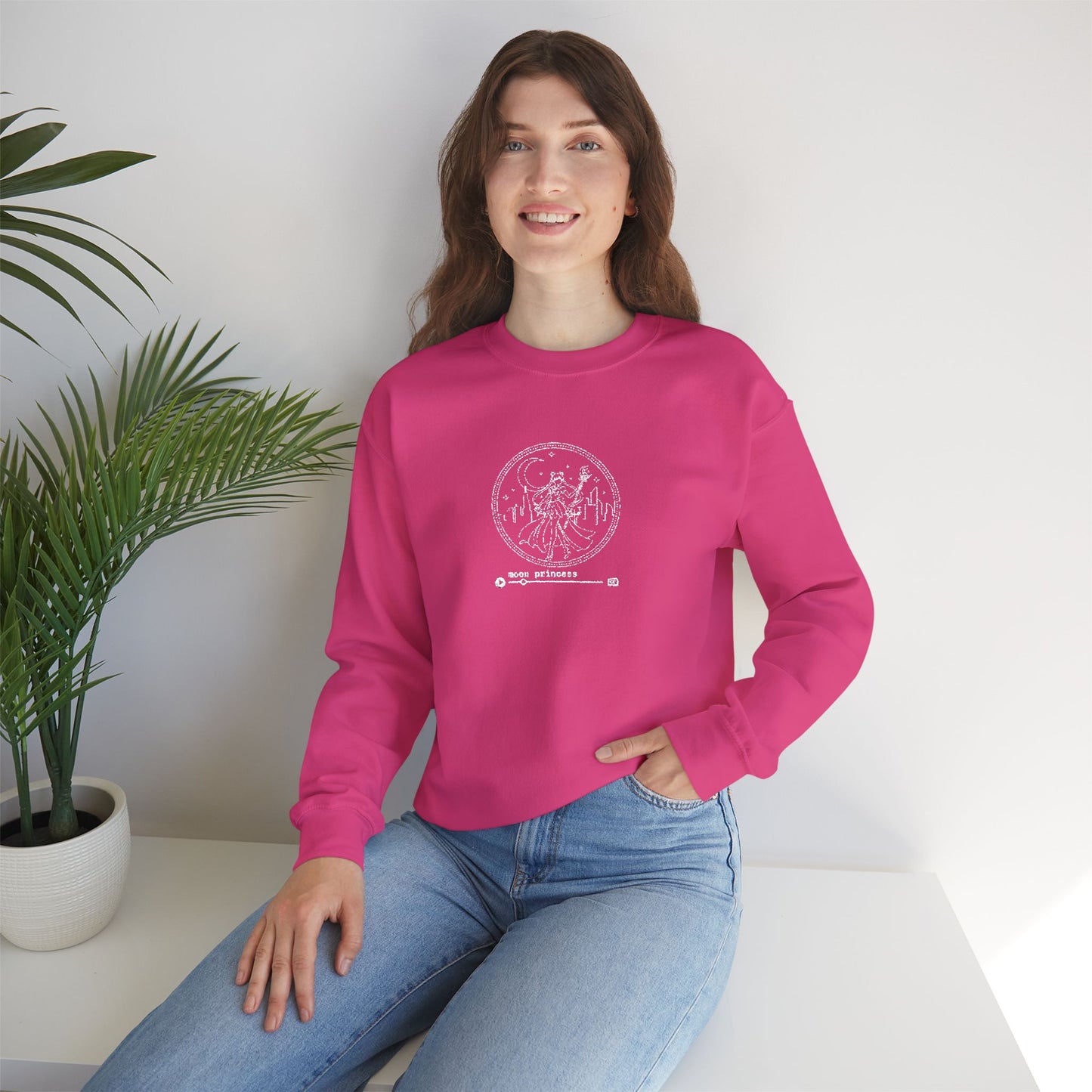 Moon Princess Crewneck Sweatshirt - White Stitching