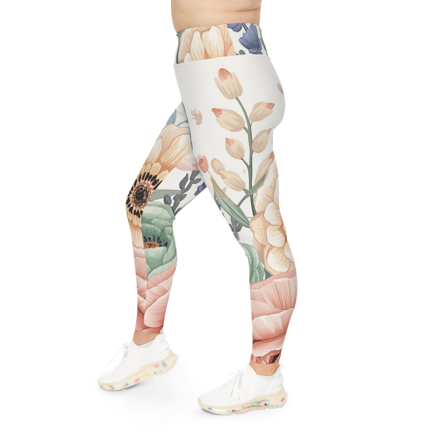 Plus Size Floral Watercolor Leggings