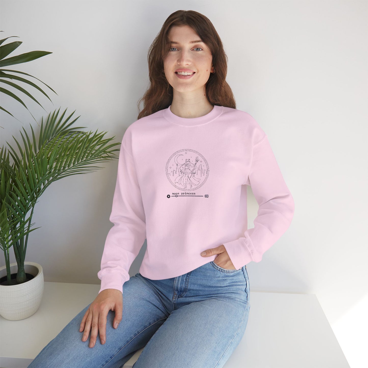 Moon Princess Crewneck Sweatshirt - Black Stitching