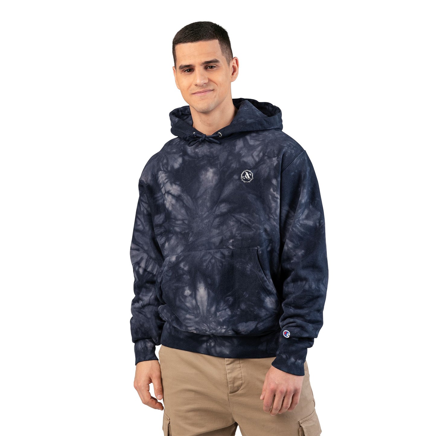 Arreis & Co. Navy Tie-Dye Embroidered Hoodie