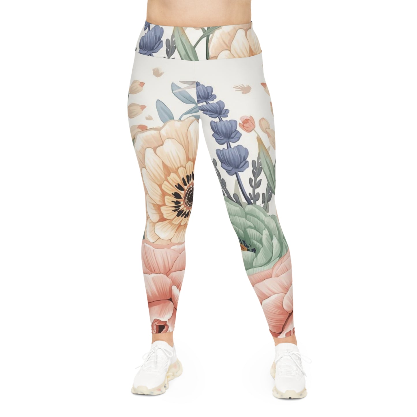 Plus Size Floral Watercolor Leggings