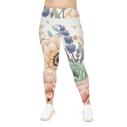 Plus Size Floral Watercolor Leggings