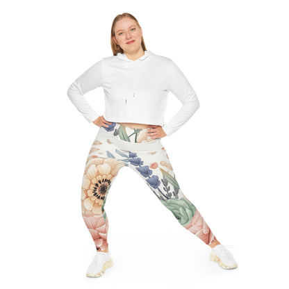 Plus Size Floral Watercolor Leggings