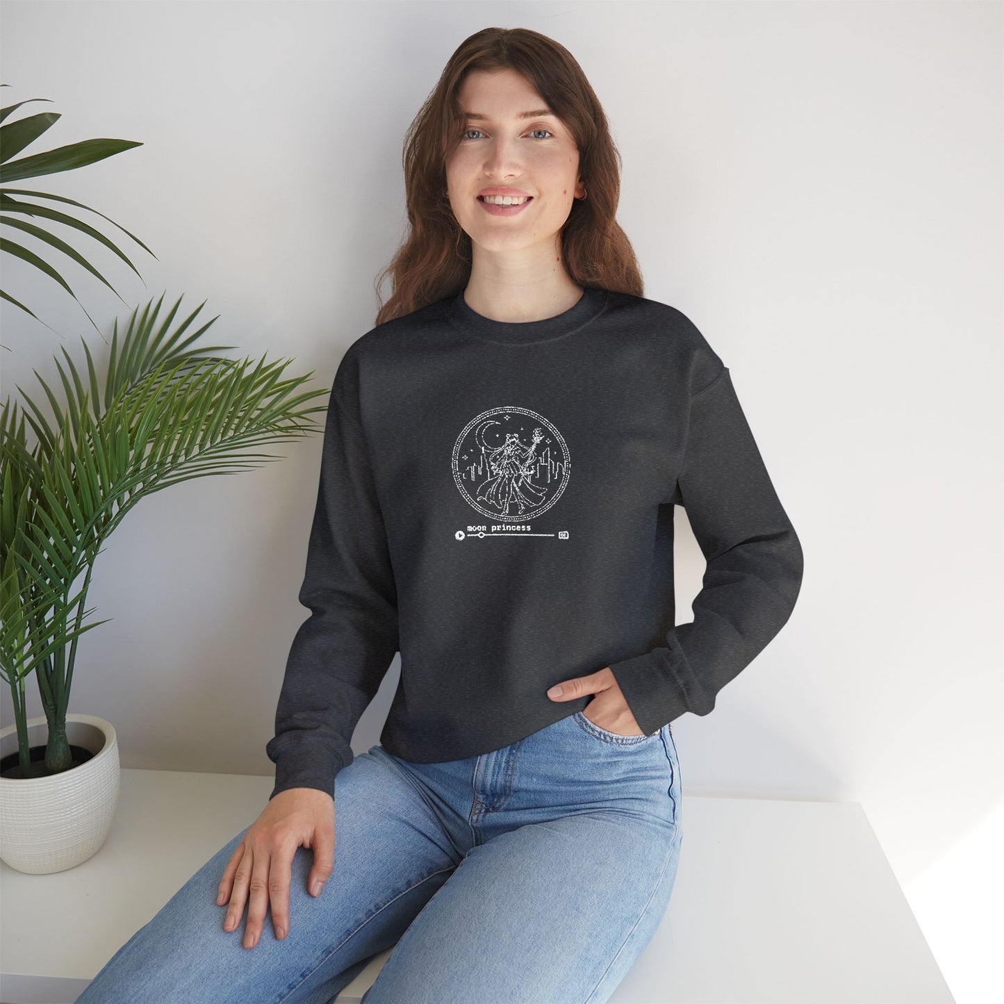 Moon Princess Crewneck Sweatshirt - White Stitching