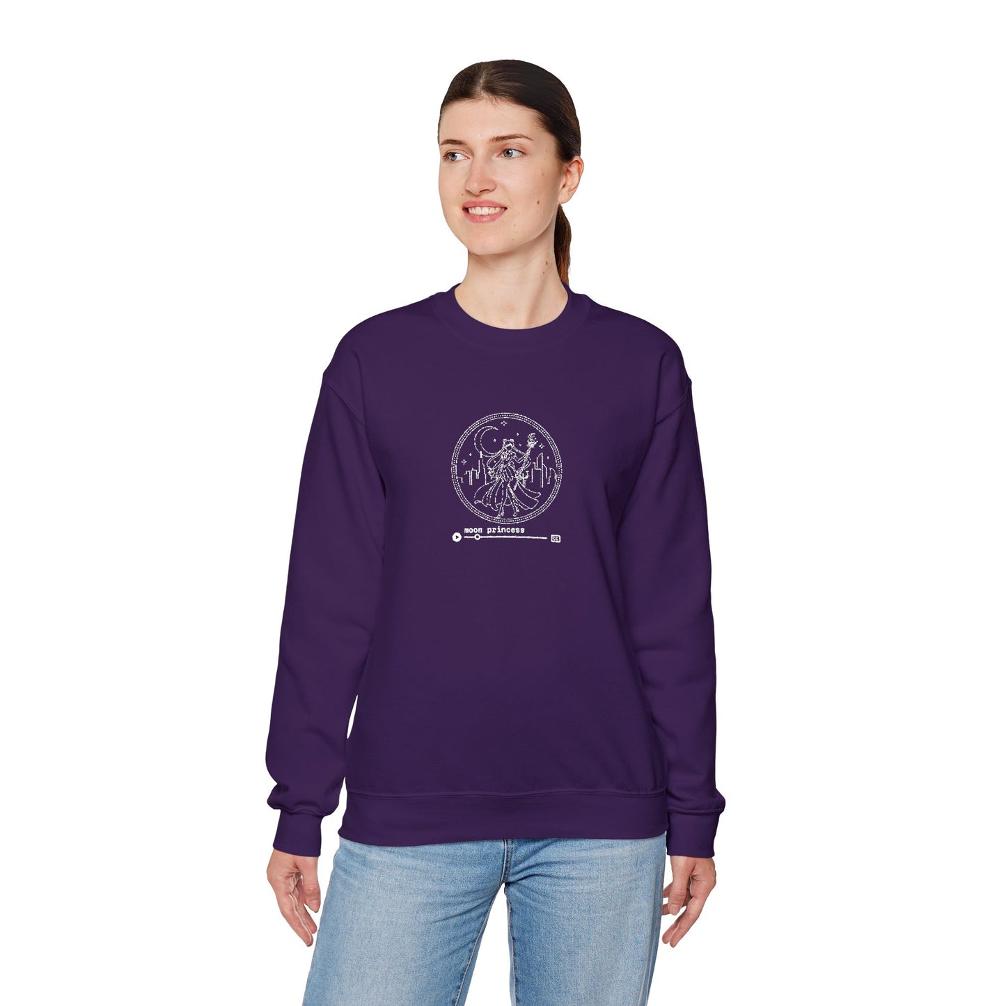 Moon Princess Crewneck Sweatshirt - White Stitching