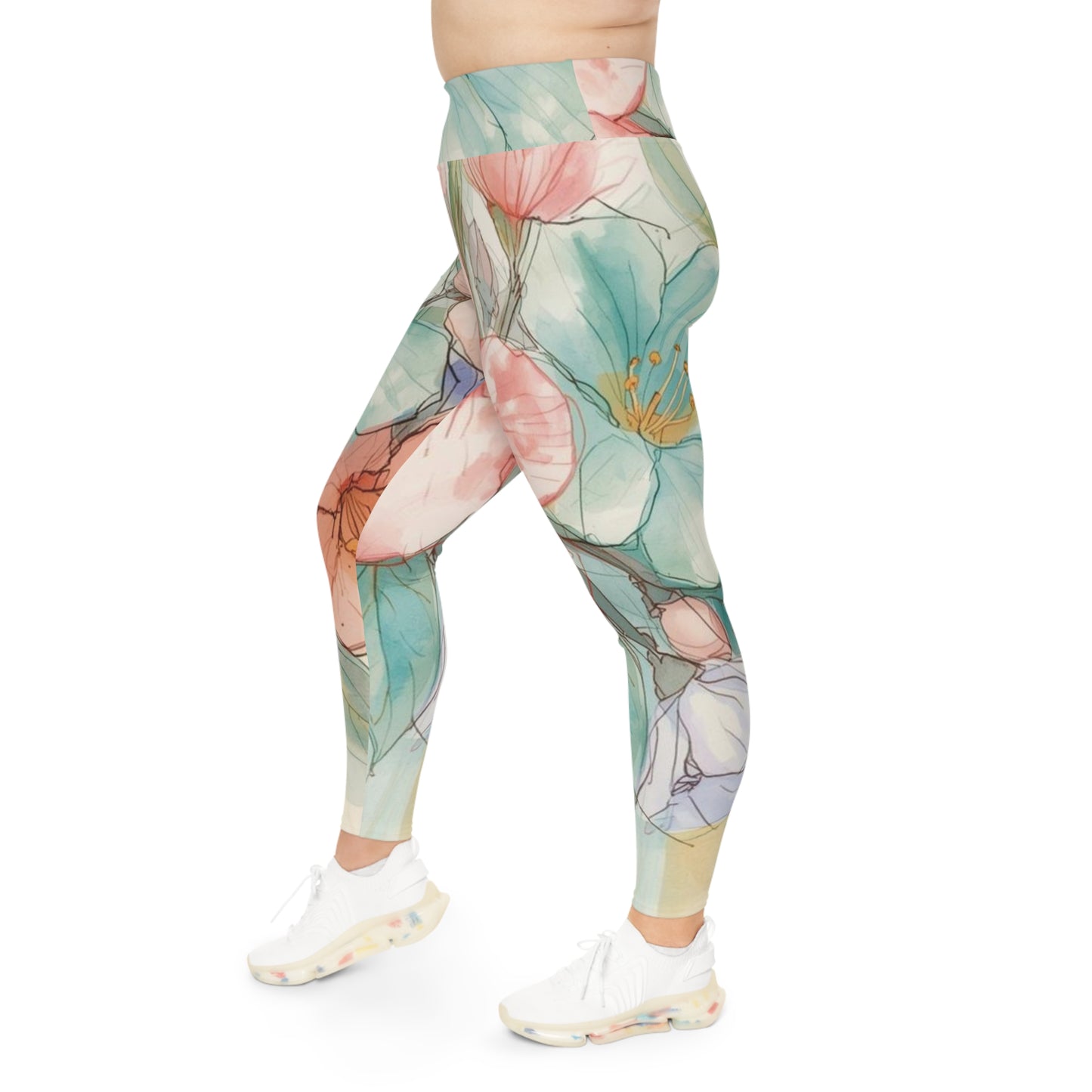 Plus Size Floral Leggings