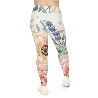 Plus Size Floral Watercolor Leggings