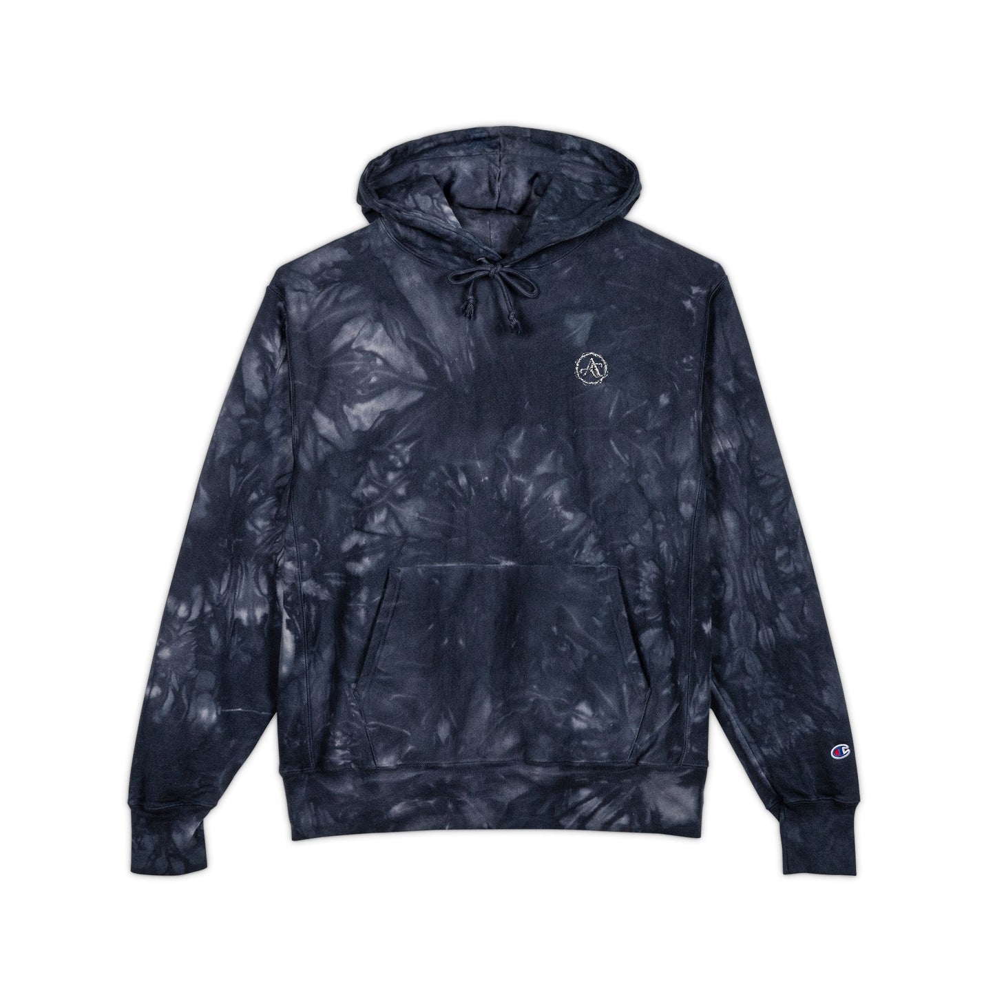 Arreis & Co. Navy Tie-Dye Embroidered Hoodie