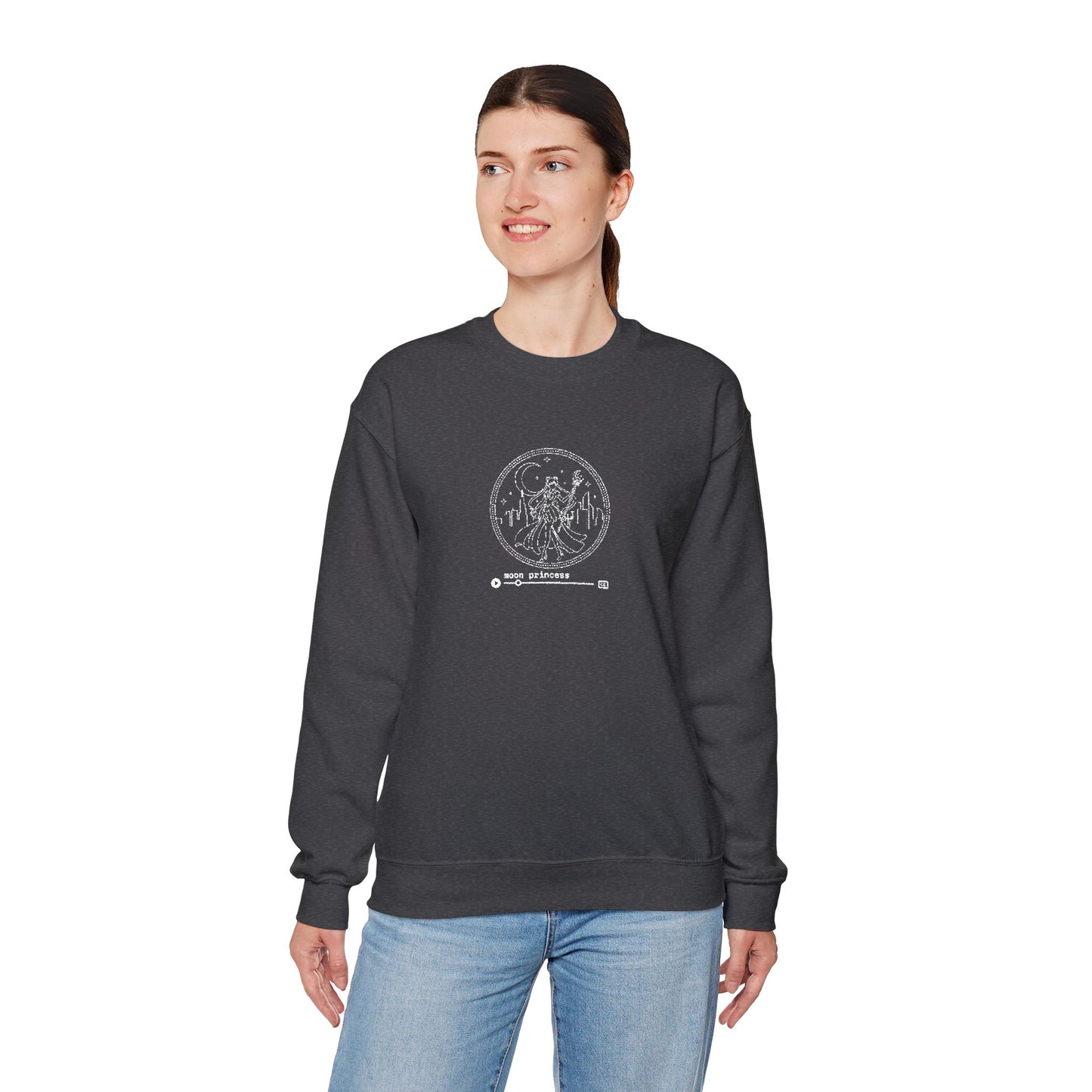 Moon Princess Crewneck Sweatshirt - White Stitching