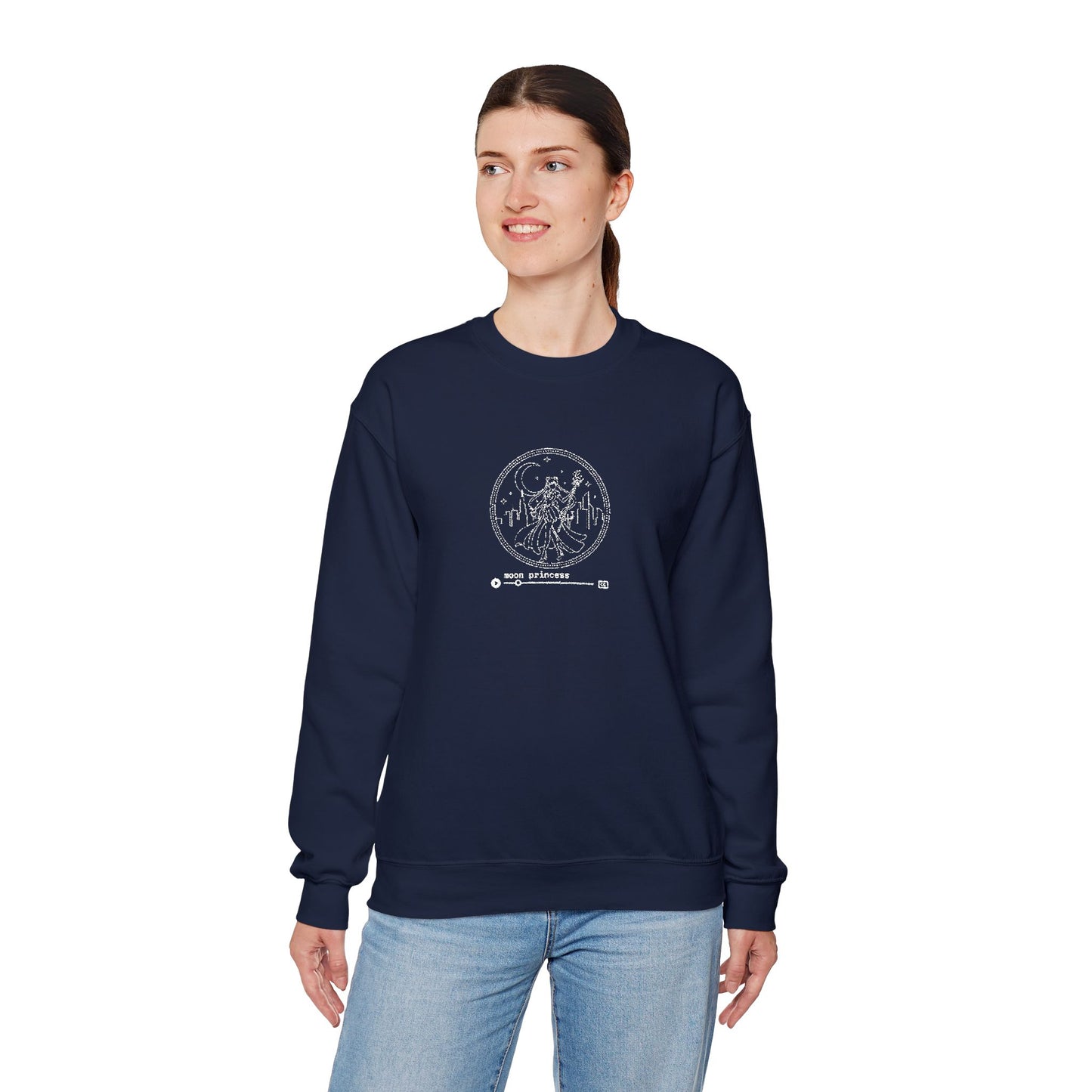 Moon Princess Crewneck Sweatshirt - White Stitching