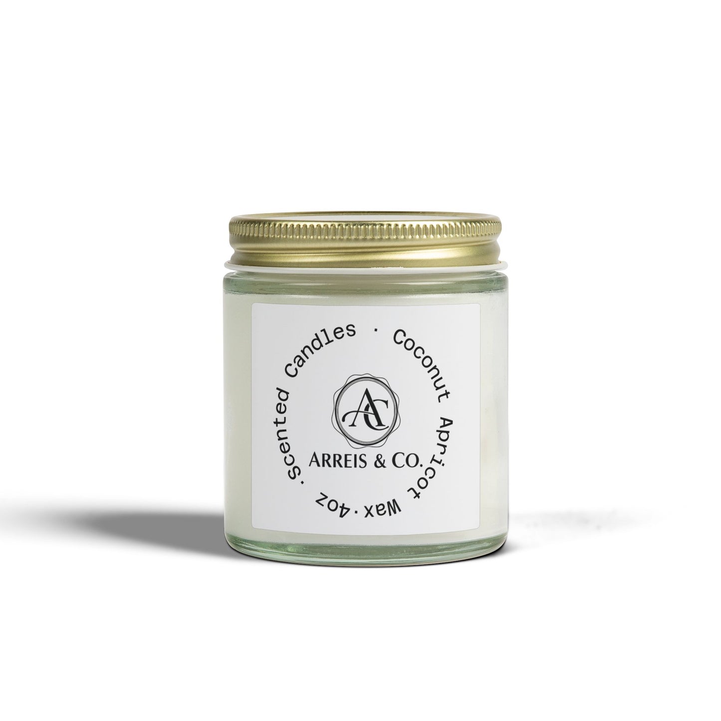 Arreis & Co. Scented Candles, Coconut Apricot Wax (4oz, 9oz)