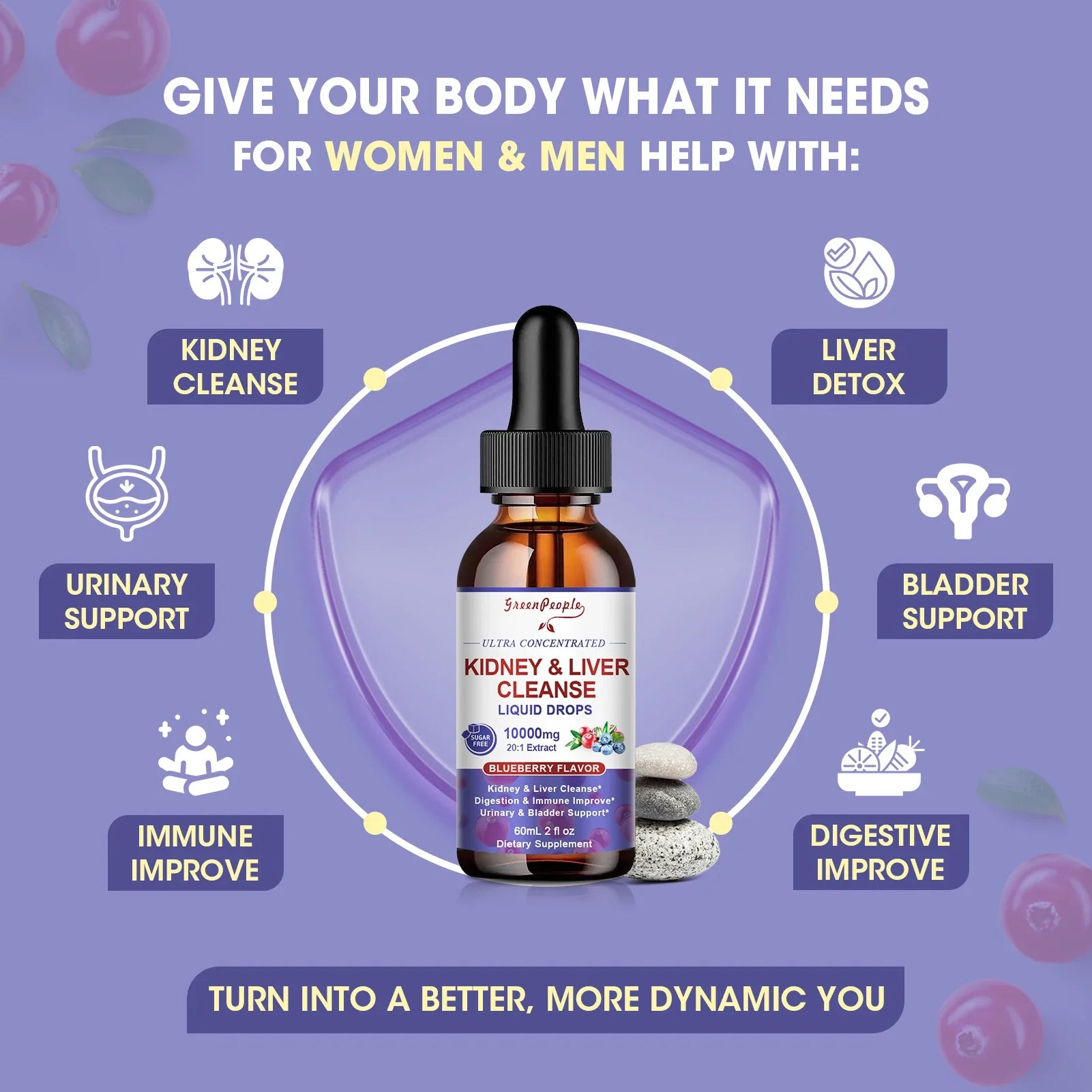 100 Natural 1000mg Cranberry Extract Kidney and Liver Cleansing Drops Urinary & Bladder Health Support