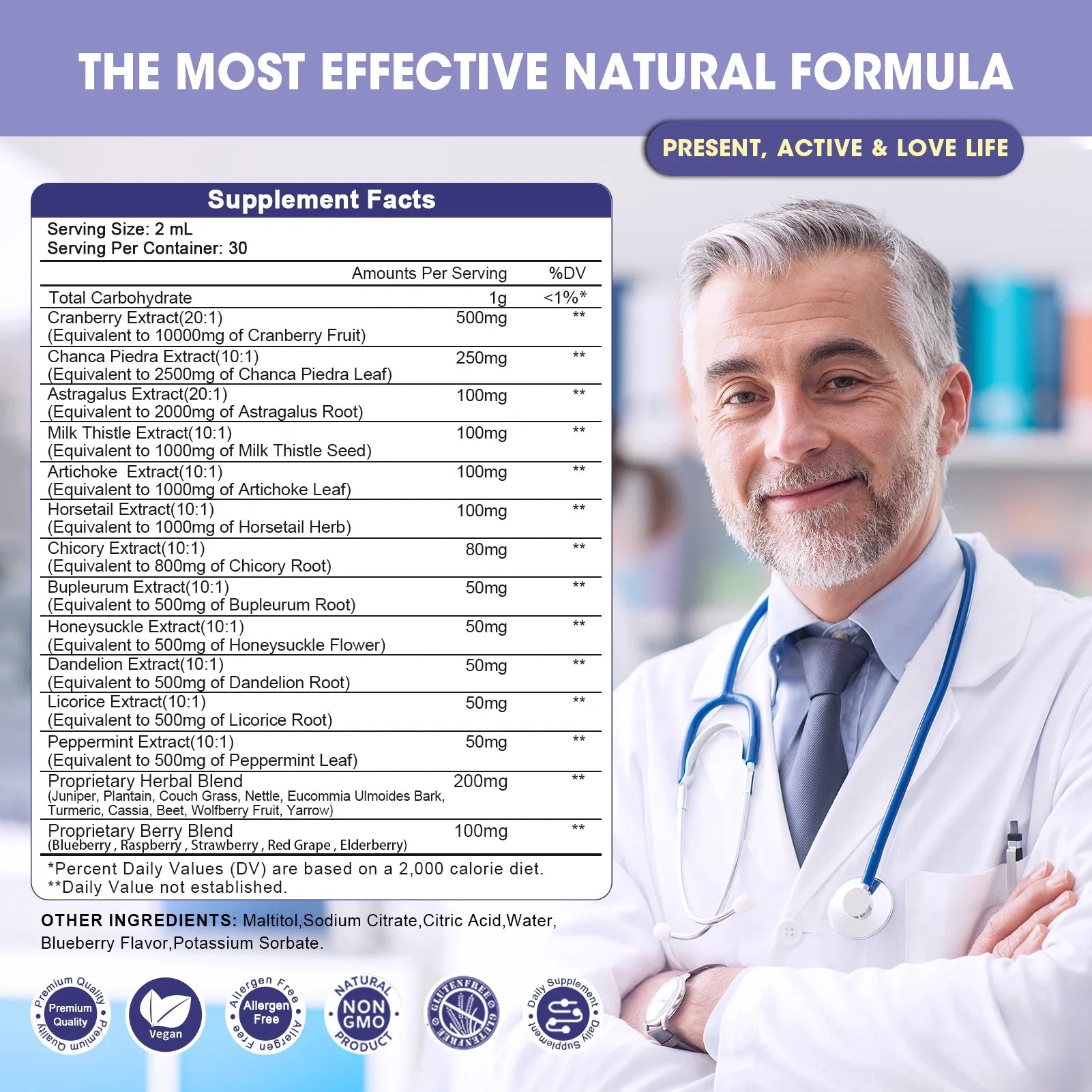 100 Natural 1000mg Cranberry Extract Kidney and Liver Cleansing Drops Urinary & Bladder Health Support